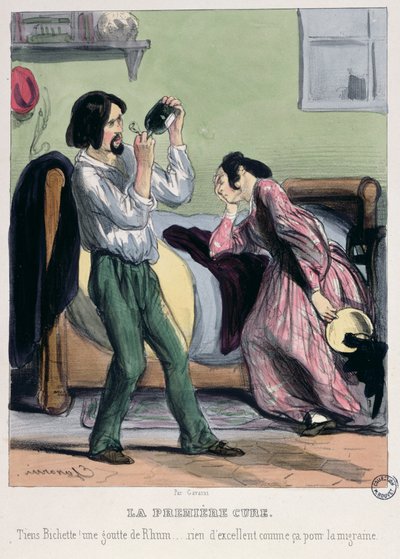«Kjære, det er ingenting som en dråpe rom for å kurere migrene», fra «les Etudiants de Paris» av Pierre Gavarni